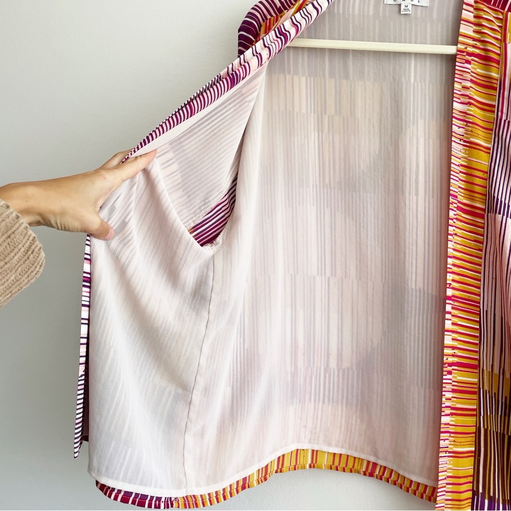 Cabi colorful rainbow stripe open cardigan topper festival boho artsy mod 70s M - Picture 7 of 10